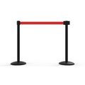 Banner Stakes QLine Retractable Belt Barrier X2, Black Post, Blank Red Belt, 2PK AL6207B